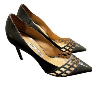 Manolo Blahnik Black Patent Leather Cutout Heels – Size 11 / IT 41